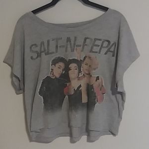 Salt-N-Pepa grey cropped graphic tee Size M